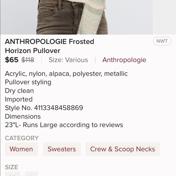 Anthropologie Rare Frosted Horizon Pullover Sweater - Picture 4 of 4